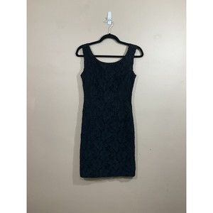 VTG Maggy London Jeanne Booher Womens Lace Mini Dress Sz 4 Black Goth Grunge 90s